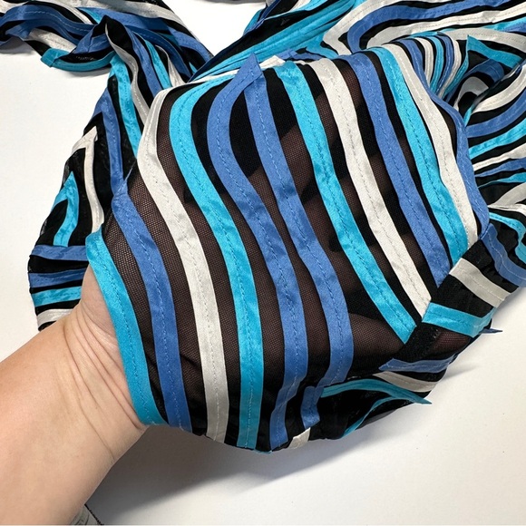 Cartise Art to Wear Blue Ribbon Black Mesh Zip Jacket Geometric Avant Garde 10 - Picture 9 of 16